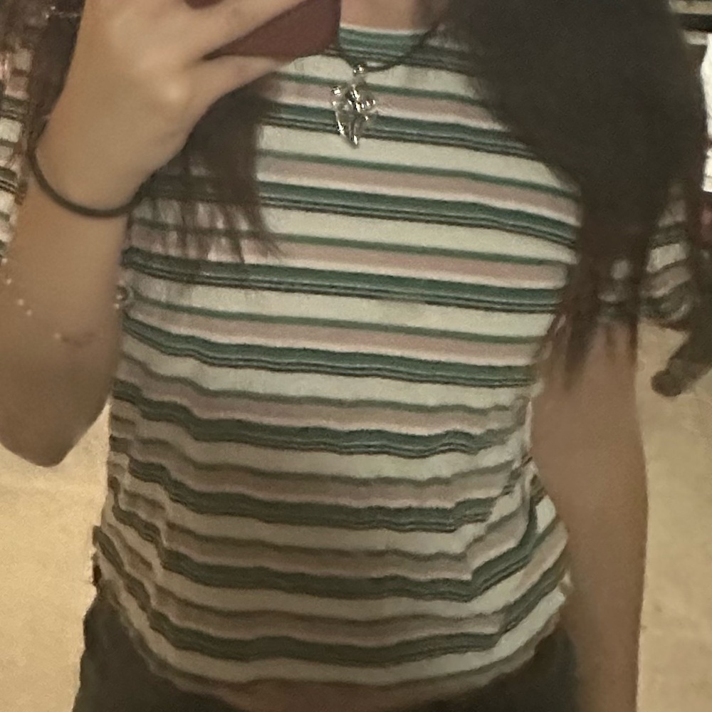 Adorable super soft striped lettuce trim t shirt